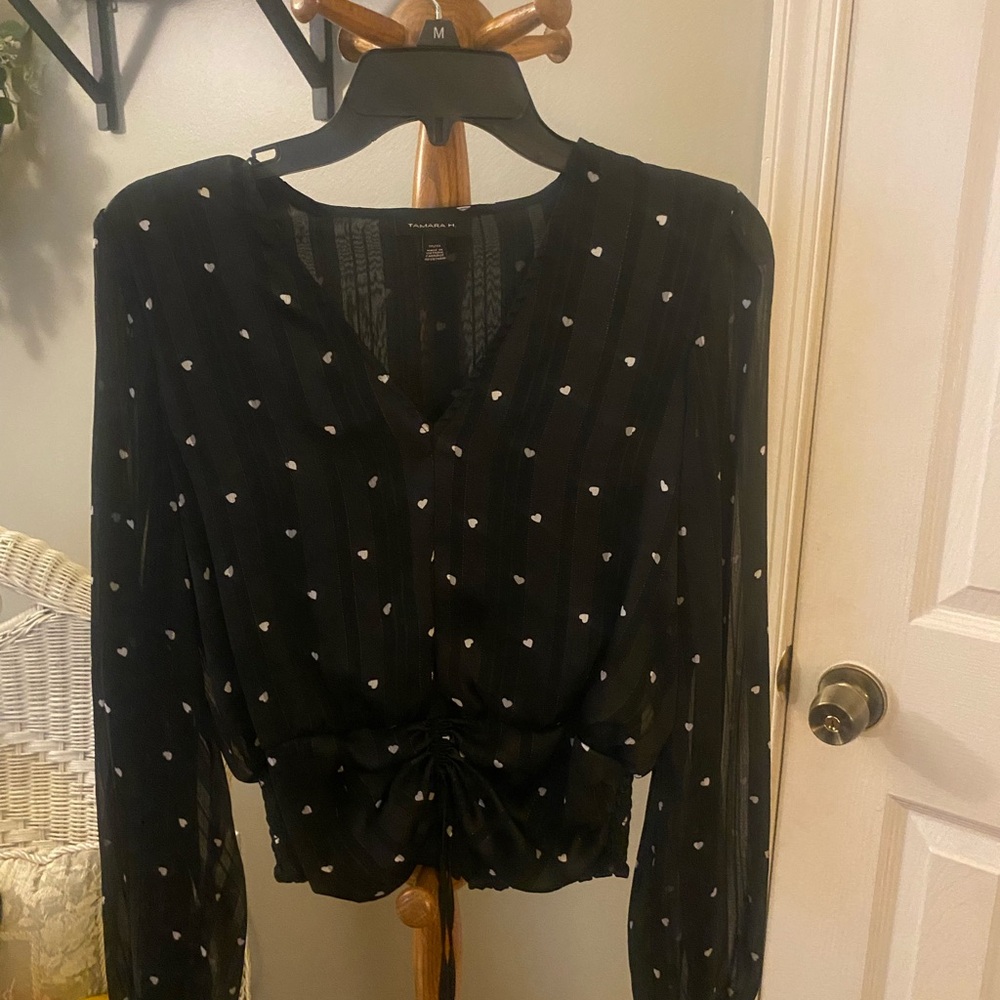 Wilfred Black Buttoned Tie Front Blouse